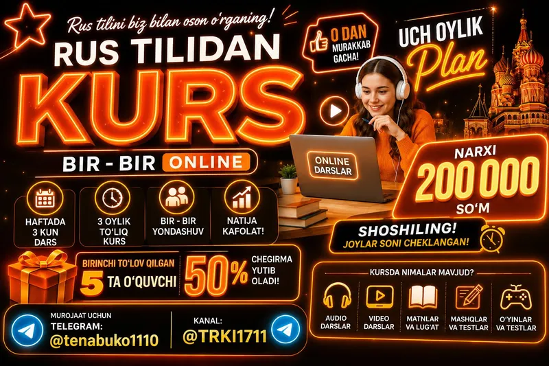 Intensiv rus tili kursi (online) 2 Intensiv rus tili kursi (online) 2