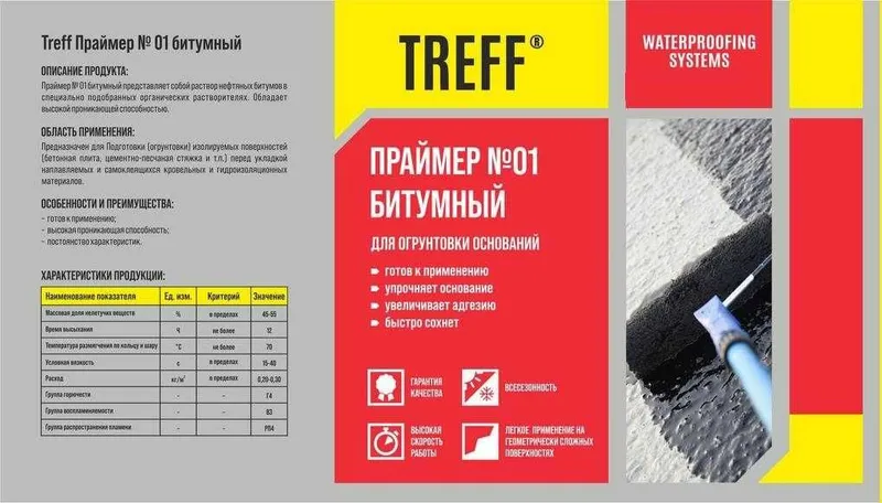 Treff Праймер № 01 битумный для грунтовки оснований — фото 2