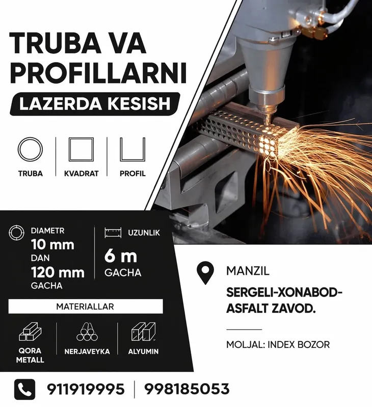 Лазерная резка труб и профилей. Lazerda truba va profil kesishrda