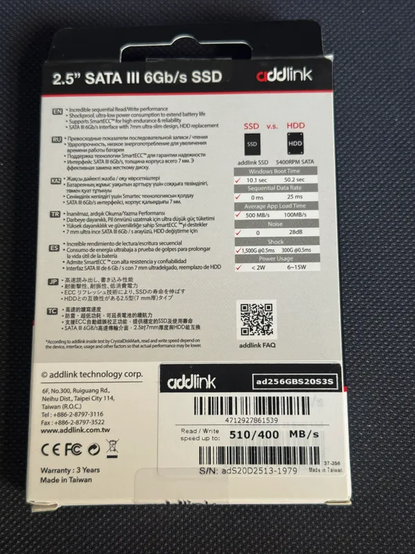 SSD 2’5” SATA III Addlink 256gb — фото 1