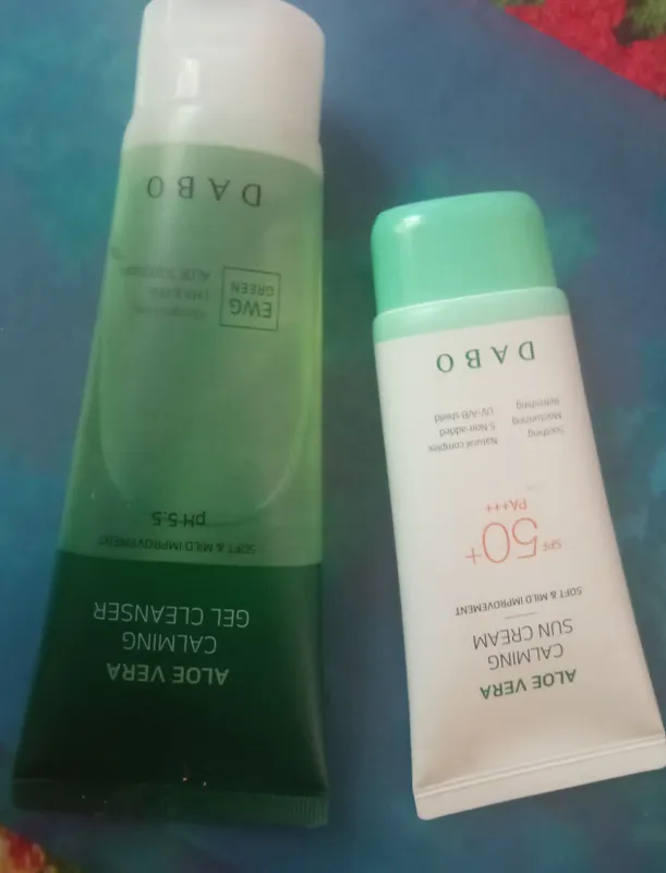 Calming gel cleanser and SPF, DABO brendi