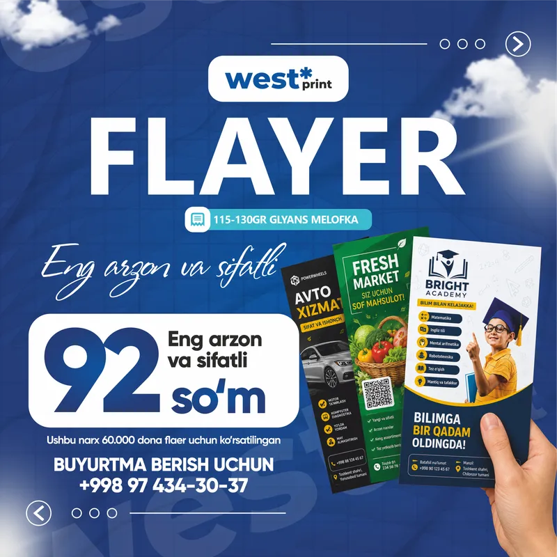 Flayerlar Eng arzon narxda Sizning Dizayn bilan 1