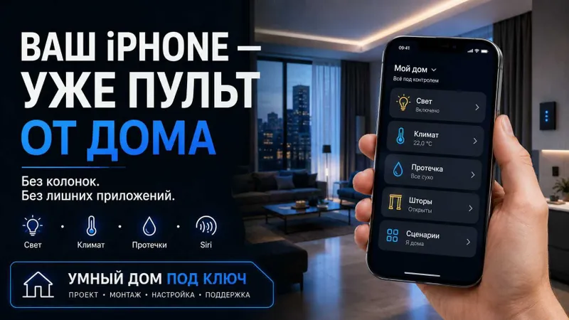 Умный дом под Apple Home и Siri — проект, монтаж, настройка Умный дом под Apple Home и Siri — проект, монтаж, настройка