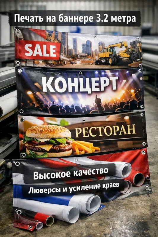 Печать на баннере 3.2 м в Ташкенте | Эко-сольвент и сольвент