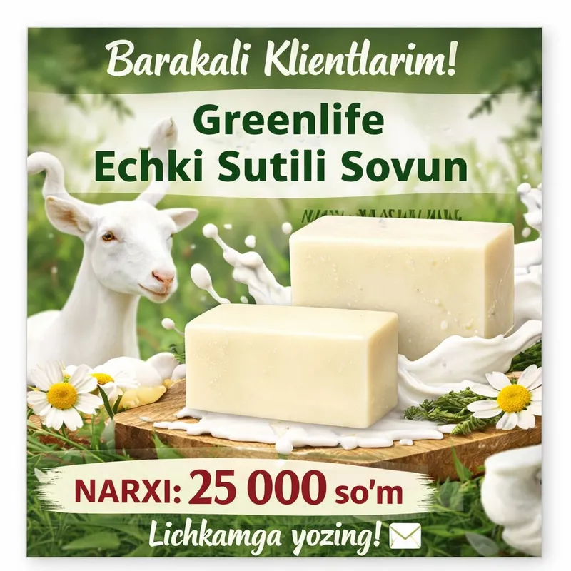 Echki sutili sovun -terini oqartirish namlantirish