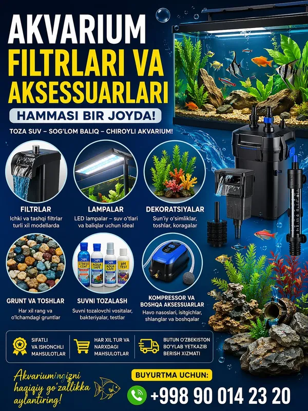 akvarium filtrlari va aksasuvarlari