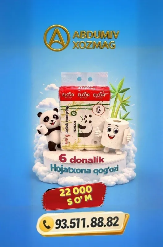 ELMA 6 tali Hojatxona qog'ozi
