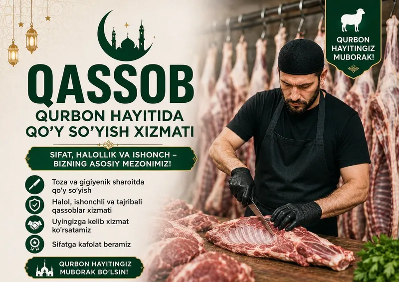Qassob Xizmati | Uyga Borib Qo'y So'yib Beramiz