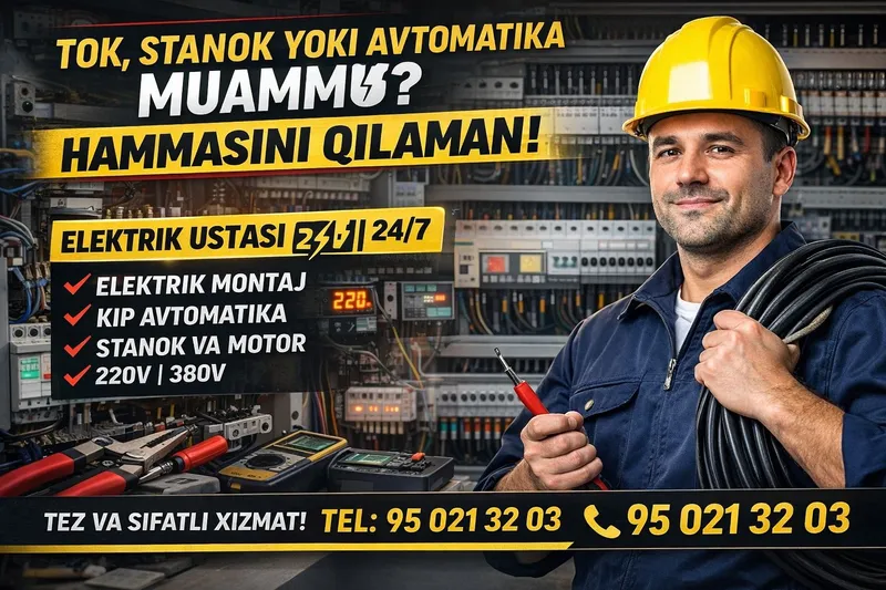 Elektrik xizmatlari - uy, dom, zavod, stanok, avtomatika, 24/7