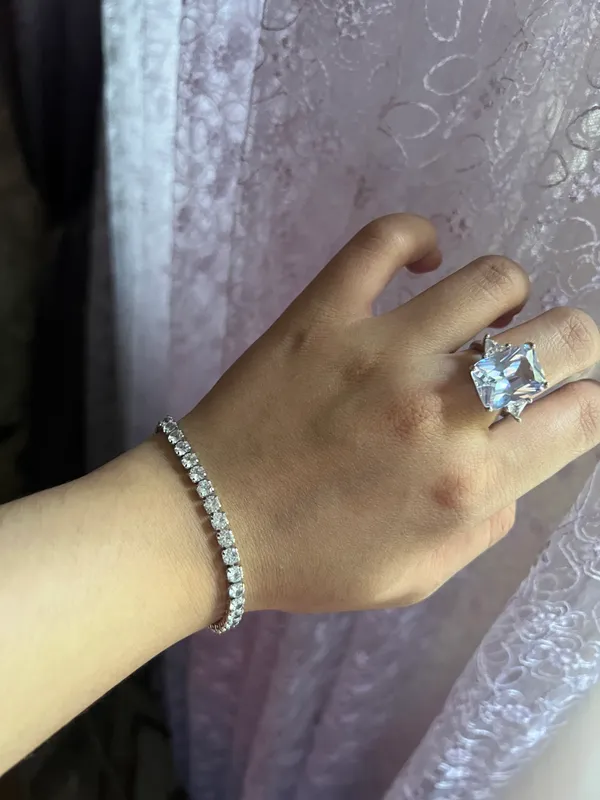 Серебряное кольцо и браслет теннисный подарок. 1