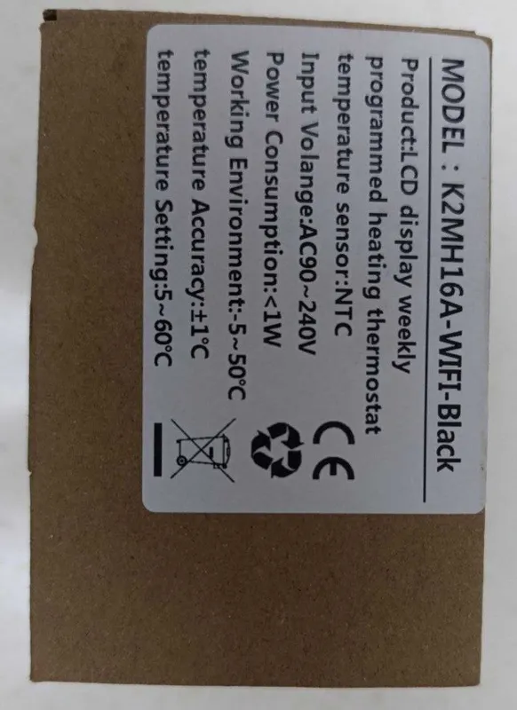 Умный термостат для теплого пола (K2MH16A-WIFI-Blak)