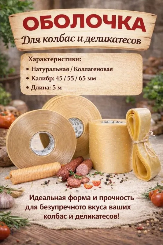 Оболочка для колбас диаметр (45) (52) (55) (65) 1