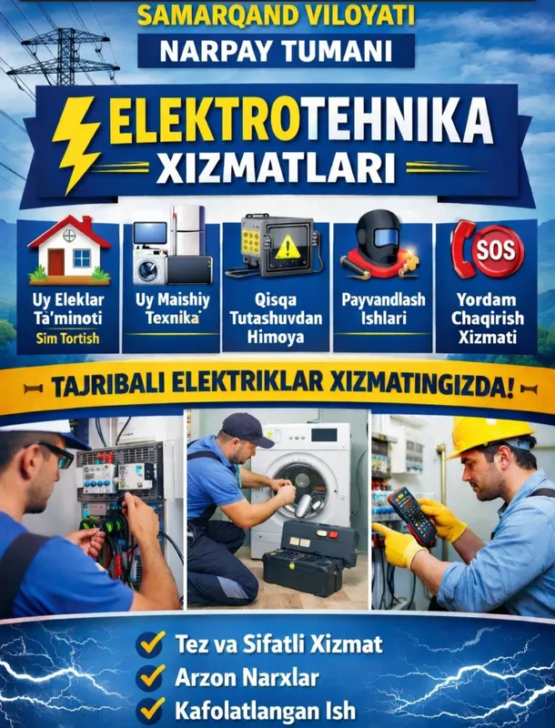 Samarqand viloyati Narpay tumani Elektrotexnika usta