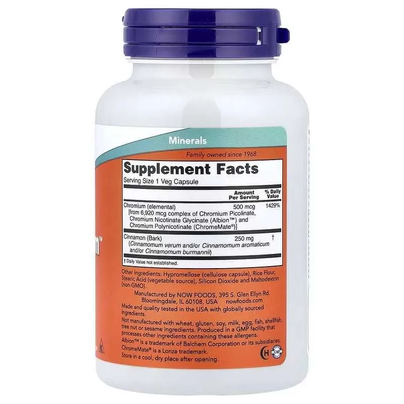NOW Foods Tri-Chromium Tri Chromium Chrom хром 500 мкг, 180 капсул 4