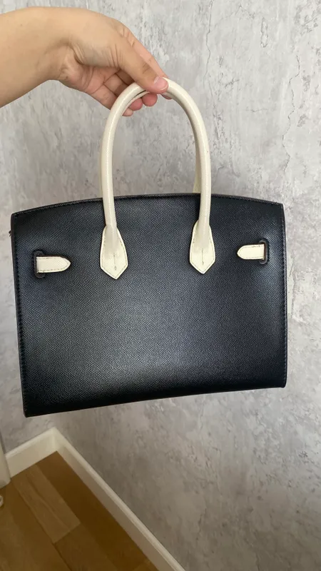 Сумка Hermes эко кожа черно белая — фото 2