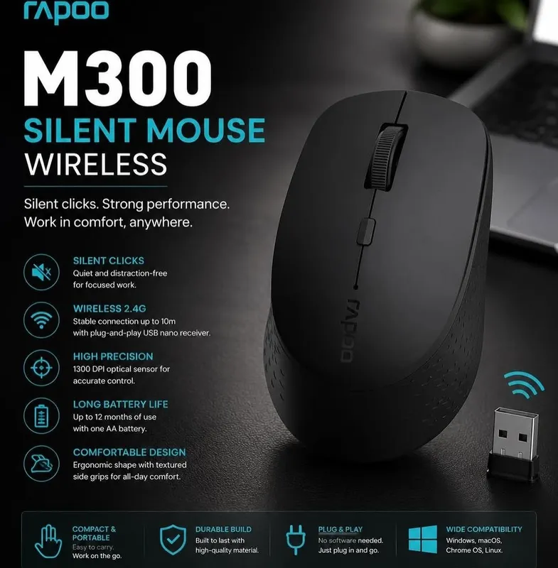 Мышь Rapoo m300 silent СКИДКА Беспроводная мышка