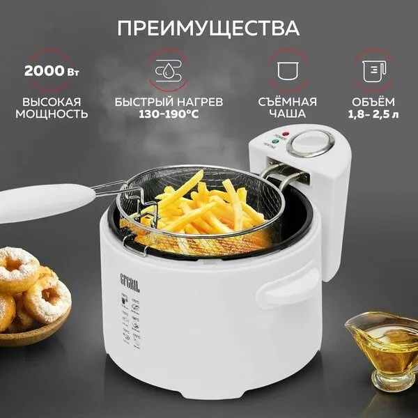 Фритюрница электрическая со съемной чашей GFGRIL GFF-014 — фото 4