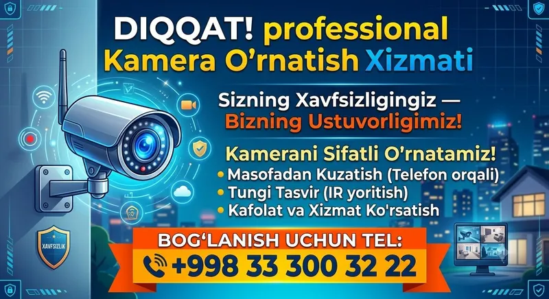 Professional Kamera Oʻrnatish Xizmati | Arzon va Sifatli