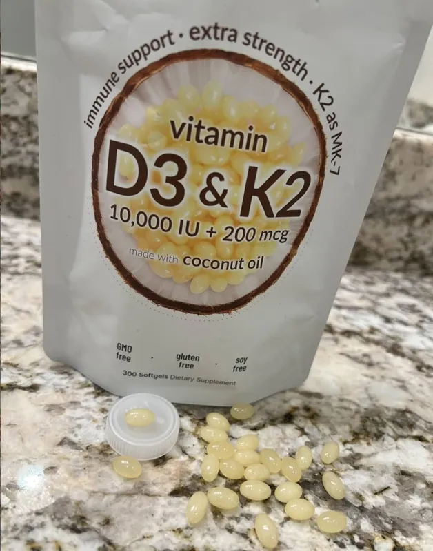 Vitamin d3 k2,10.000 iu,+ 200 mcg,300 softgel,Kokos yogi bilan