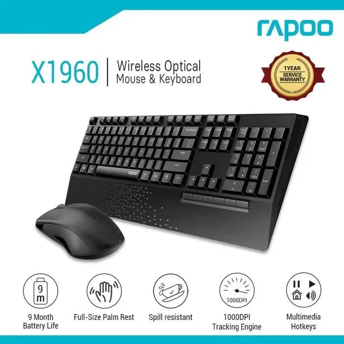 Клавиатура и мышь Rapoo X1960 беспроводные 1