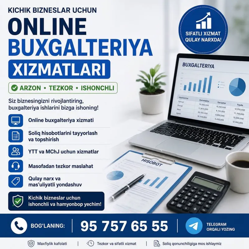 Kichik bizneslar uchun arzon online buxgalteriya xizmati