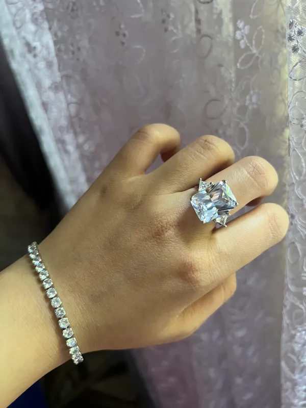 Серебряное кольцо и браслет теннисный подарок. 3