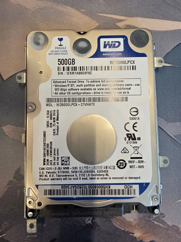 Жесткий диск 2.5" 500GB Western Digital WD Blue (WD5000LPCX), SATA, б/ 1 Жесткий диск 2.5" 500GB Western Digital WD Blue (WD5000LPCX), SATA, б/ 1