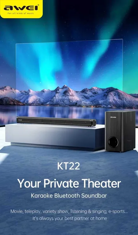 Awei KT22 Караоке Саундбар 160W с микрофоном сабвуфер