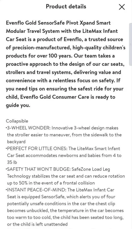 Evenflo Gold Pivot Xpand Smart Modular Travel System (Moonstone) 7 Evenflo Gold Pivot Xpand Smart Modular Travel System (Moonstone) 7