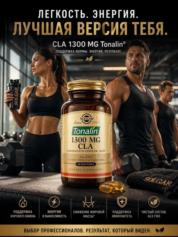 Тоналин, жиросжигатель.Solgar Tonalin.1300 mg CLA.60 капсул Тоналин, жиросжигатель.Solgar Tonalin.1300 mg CLA.60 капсул
