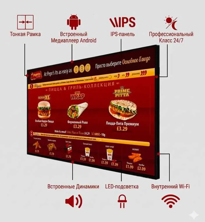 Prof displey restoranlar uchun (menyu paneli) 55 dyuym