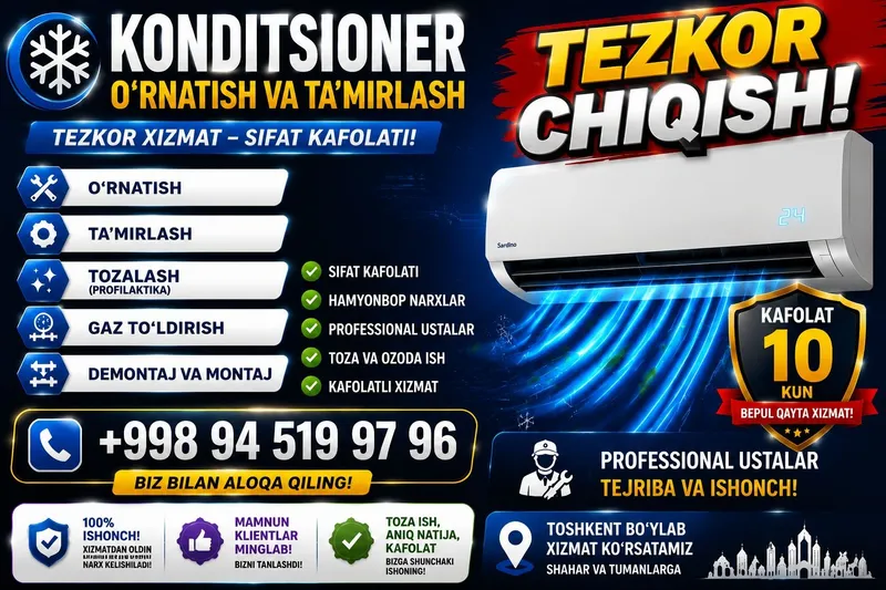 Konditsioner o'rnatish va tamirlash