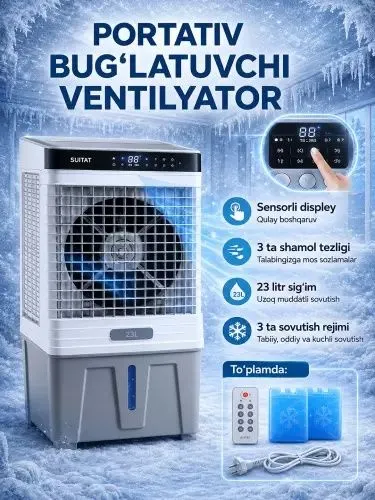 Premium havo sovutgich va namlagich — 4 funksiyali aqlli air cooler