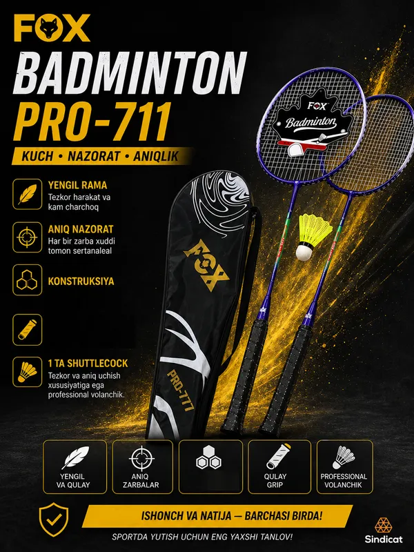 Badminton raketkalari, volanchik bilan 2ta raketka