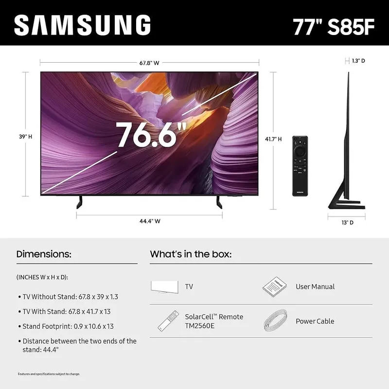 Samsung OLED 77” 83” S85F + 120Hz + Dolby Atmos флагман (2025) — фото 5