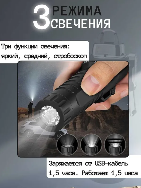 Зажигалка электронная дуговая с фонариком, и функцией SOS, USB зарядка 3 Зажигалка электронная дуговая с фонариком, и функцией SOS, USB зарядка 3