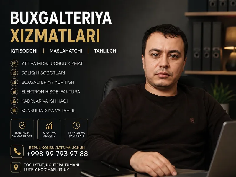 Autsorsing Buxgalter Soliq 1C Audit Hisobot MCHJ iqtsodiy hizmatlar 3