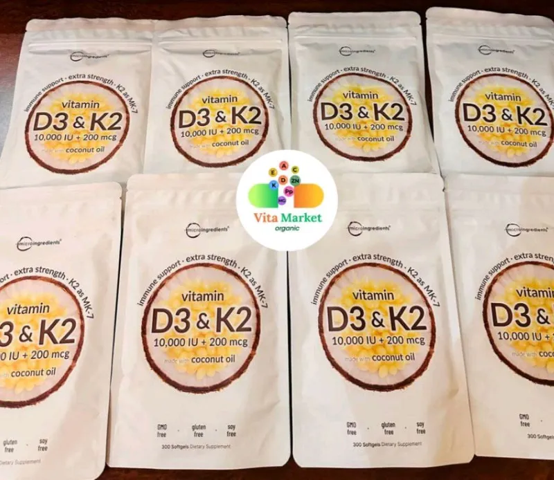 Vitamin d3 k2,10.000 iu+ 200 mcg,300 ta softgel