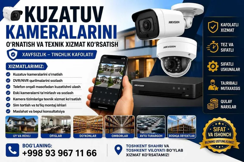 Video kuzatuv kameralar – o‘rnatish va xizmat ko‘rsatish 1 Video kuzatuv kameralar – o‘rnatish va xizmat ko‘rsatish 1