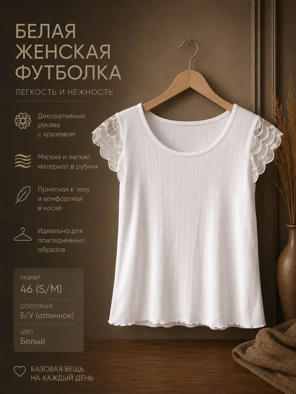 Белая женская футболка 1 Белая женская футболка 1