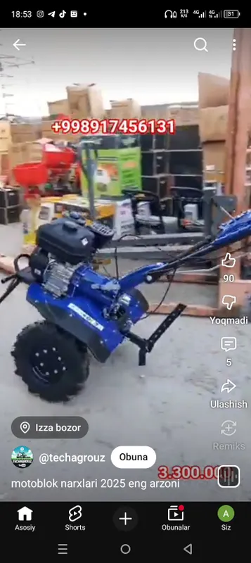 Moto kultuvator sotiladi