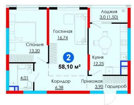 УСПЕЙ! Новый Ташкент, 2 очередь. 2-комн 58.10m2 | «Легкотека»(S) 8 УСПЕЙ! Новый Ташкент, 2 очередь. 2-комн 58.10m2 | «Легкотека»(S) 8