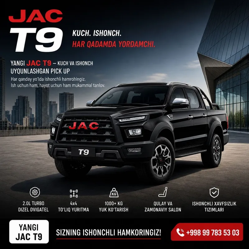JAC T9 pick up yangi 0 probeg