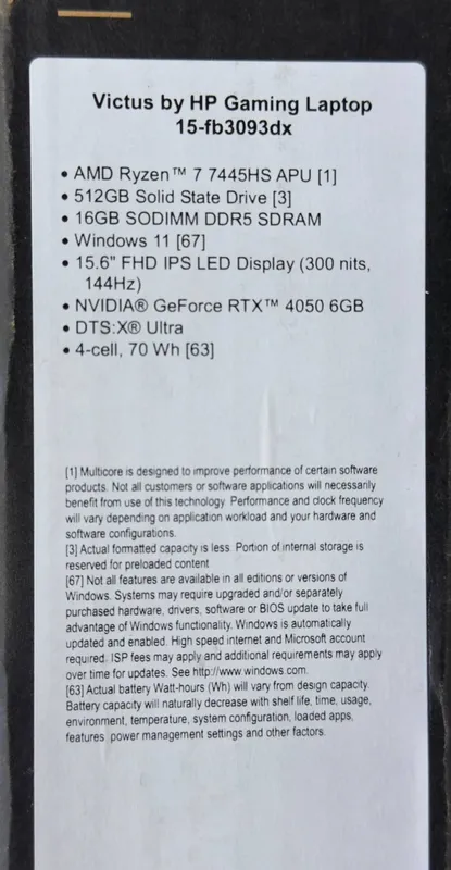 HP Victus — Ryzen 7 7445HS / RTX 4050 6GB / 16GB D — фото 5