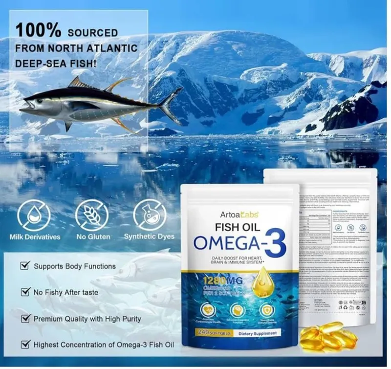 Omega 3 , 1280 mg ,240 ta softgel, SKIDKA BOSHLANDI — фото 1