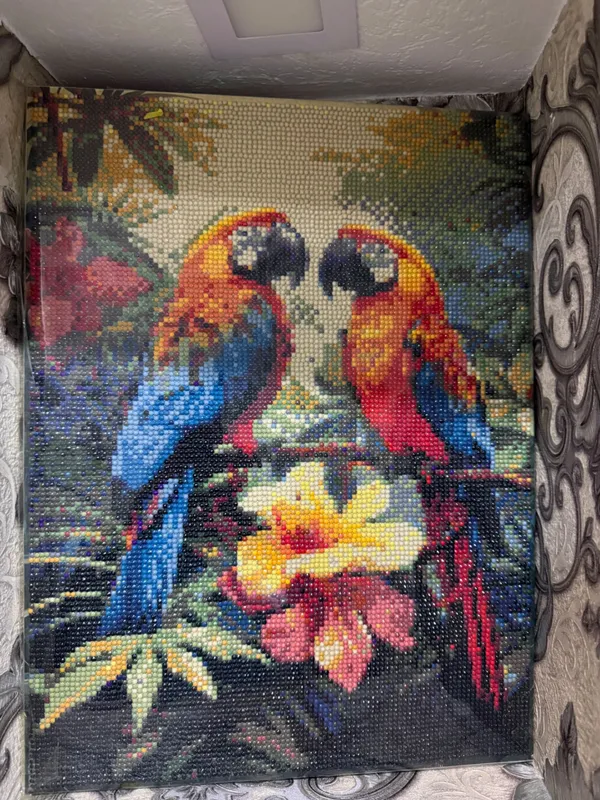 Алмазная мозаика «Попугаи» — ручная работа, 30×40 см — фото 2
