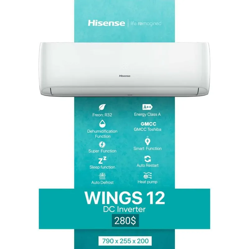 Кондиционер Hisense (12) DC INVERTR model: WINGS Freon R32 Доставка — фото 6