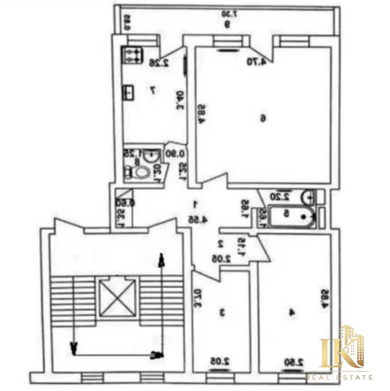 Продаётся 3-комнатная квартира, 75 м², 5/9 (без ремонта)