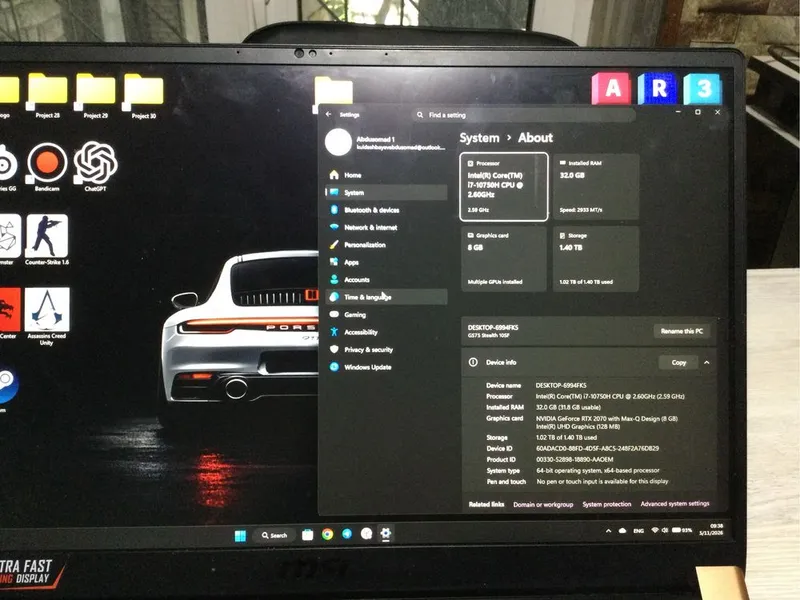 MSI GT75 STEALTH RAM 32 GB / SSD 0.5 TB / i7 10 / RTX 2070 Max Q 8 GB — фото 2
