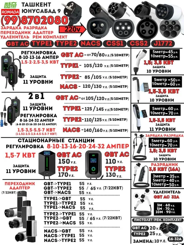 Зарядное устройство TESLA 1.5-7 kWt 220v. Переходник адап 5 Зарядное устройство TESLA 1.5-7 kWt 220v. Переходник адап 5